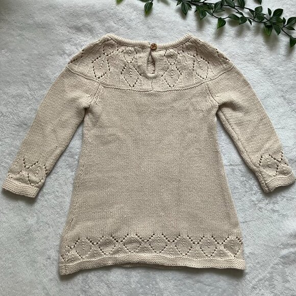 Catherine Malandrino Mini Sweater Baby Dress 12M | Cream Knit w/ Flowers VGUC - Picture 10 of 16